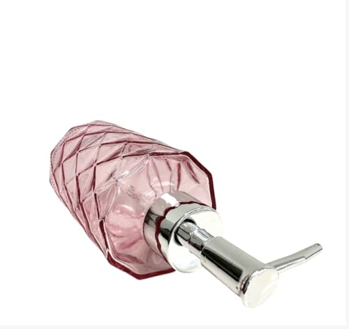 Rocwing Glass Pump Dispenser forLotion Liquid SoapinBathroom or Kitchen Varies Colouravailable (Pink-Silver) - Image 3