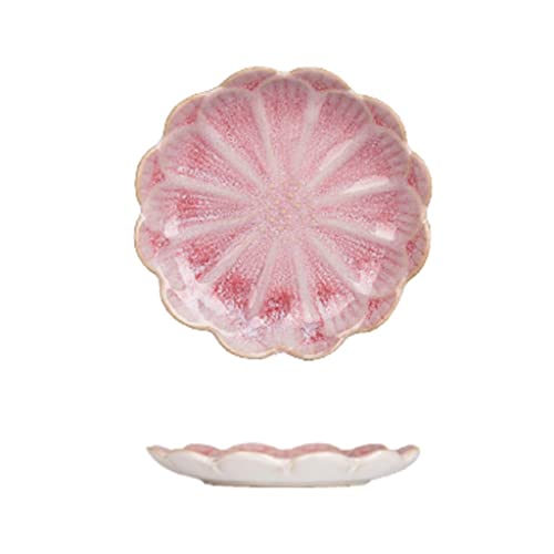 Ciotola per insalata in ceramica con posate, ciotola per condimento a forma di fiore smaltata in ceramica domestica, piatto piccolo, piattino per immersione domestico, varie forme di fiori, ciotola pi