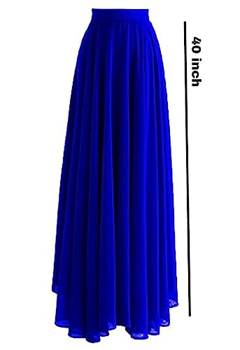 Image of Women's Full Length Georgette Long Skirt- Lehenga with 8 Meters Maxi Flare