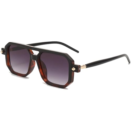 Retro Aviator Flat Sunglasses for Women Men 70s Trendy Vintage Square Sun Glasses