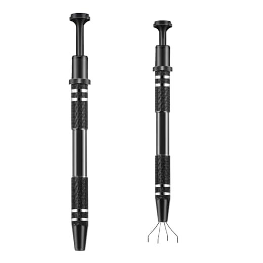 2Pcs 4 Prongs Jeweler's Pick Up Tool Stainless Steel Piercing Ball Grabber 4 Prong Diamond Claw Tweezers Pearl Grabber Pick Up Tool for Tiny Objects Ic Chips Electronic Components