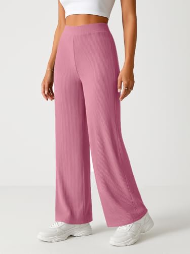 Image of Pinkmint Women's Poly Lycra Trouser, High Waist Flared Korean Trousers, Trendy Casual Wear for Daily & Travel Use (Available in Plus Size)