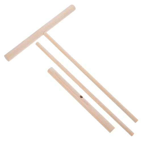 Mikinona Wooden Pancake Scraper Set T-shape Crepe Batter Spreader Tool for Home Kitchen Dish Food Scraper