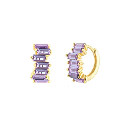 Créoles en Argent 925 Croix Violette, Cadeau Féminin d'Anniversaire Unique