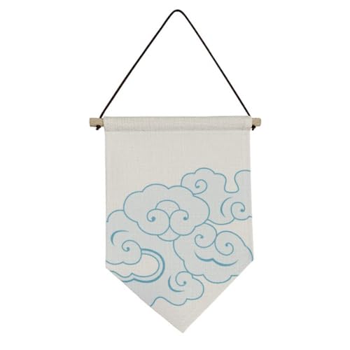 Drapeau suspendu en toile blanc nuage pour decoration murale de salon