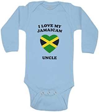 Baby Long Sleeve Bodysuit I Love My Uncle I Love My Jamaican Uncle Countries Boy & Girl Clothes Cotton Baby Clothes Light Blue 12 Months