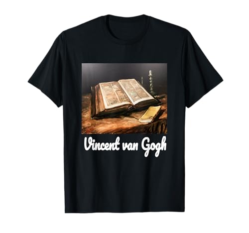 Van Gogh camisa bodegón con Biblia Retro Vintage Art Camiseta