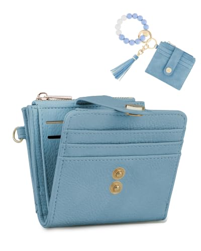 Image of Wristlet Wallets for Women,Keychain Wallet RFID Small Wallet | 10 Card Slots,2 ID Windows,Cash Compartment,Zipper Coin Pocket,Wrist Strap & Keychain,Shopping,Travel and Daily Use