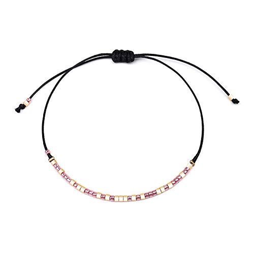 Bracelet tissé de perles pour femmes petit bracelet chaîne cristal violet réglable