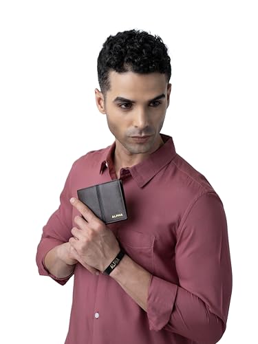 Alpha Premium Leather Mens Wallet | 100% Ethically Sourced Top Grain Leather | Luxury Craftsmanship | Smart Design | RFID Protection | Blending Style with Functionality | Business | Style 10, Black 3 314Un2Nd22L
