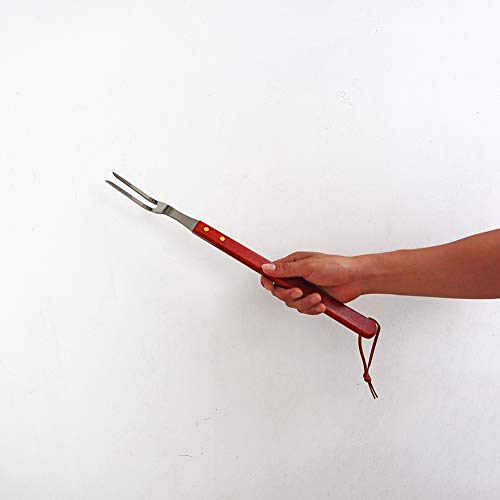 Pepkicn 2 Tine Stainless Steel Carving Fork-Barbecue Meat Fork-Camp Cooking Tool With Wooden Handle (18 Inches) #TOP1