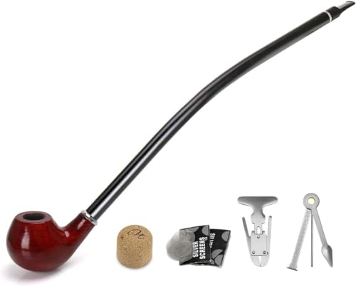 DIMJ Pipe à Tabac Longue - Pipe en Bois Churchwarden avec Bouchon de Pipe 3 en -1, alésoir et Autres Accessoires de Pipes à Geschenkbo (Bois de Santal Rouge) DIMJ Pipe à Tabac Longue - Pipe en Bois Churchwarden avec Bouchon de Pipe 3 en -1, alésoir et Autres Accessoires de Pipes à Geschenkbo (Bois de Santal Rouge)