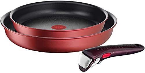 Tefal Set de 2 poêles 22 et 26cm avec poignée Ingenio IH Red Unlimited - Tous feux + induction -...