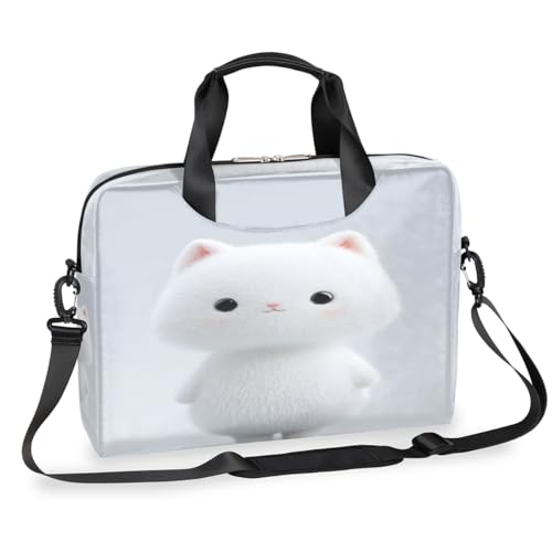 Bolso para portátil impermeable con gato blanco de 16 pulg miniatura 1
