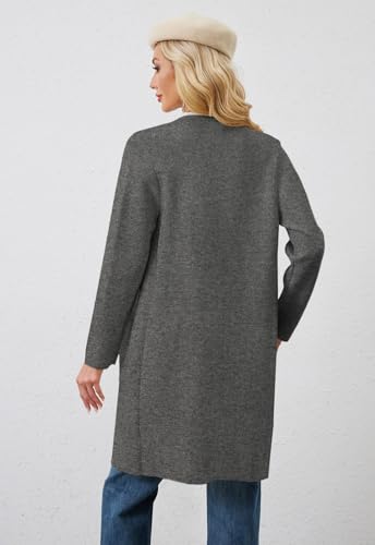Image of Alaster Queen Women's Open Front Knit Long Fall Sweater Cardigan Coatigan | Long Sleeve,Wide Lapel Neck,Soft Knit Sweater Fabric,Two Patch Pockets,Outerwear Jacket,Work,Daily Wear,2026 Trendy Lady Coat