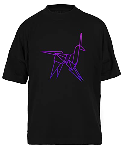 T-shirt Blade Runner unisexe noir ample anti-déformation au motif licorne origami