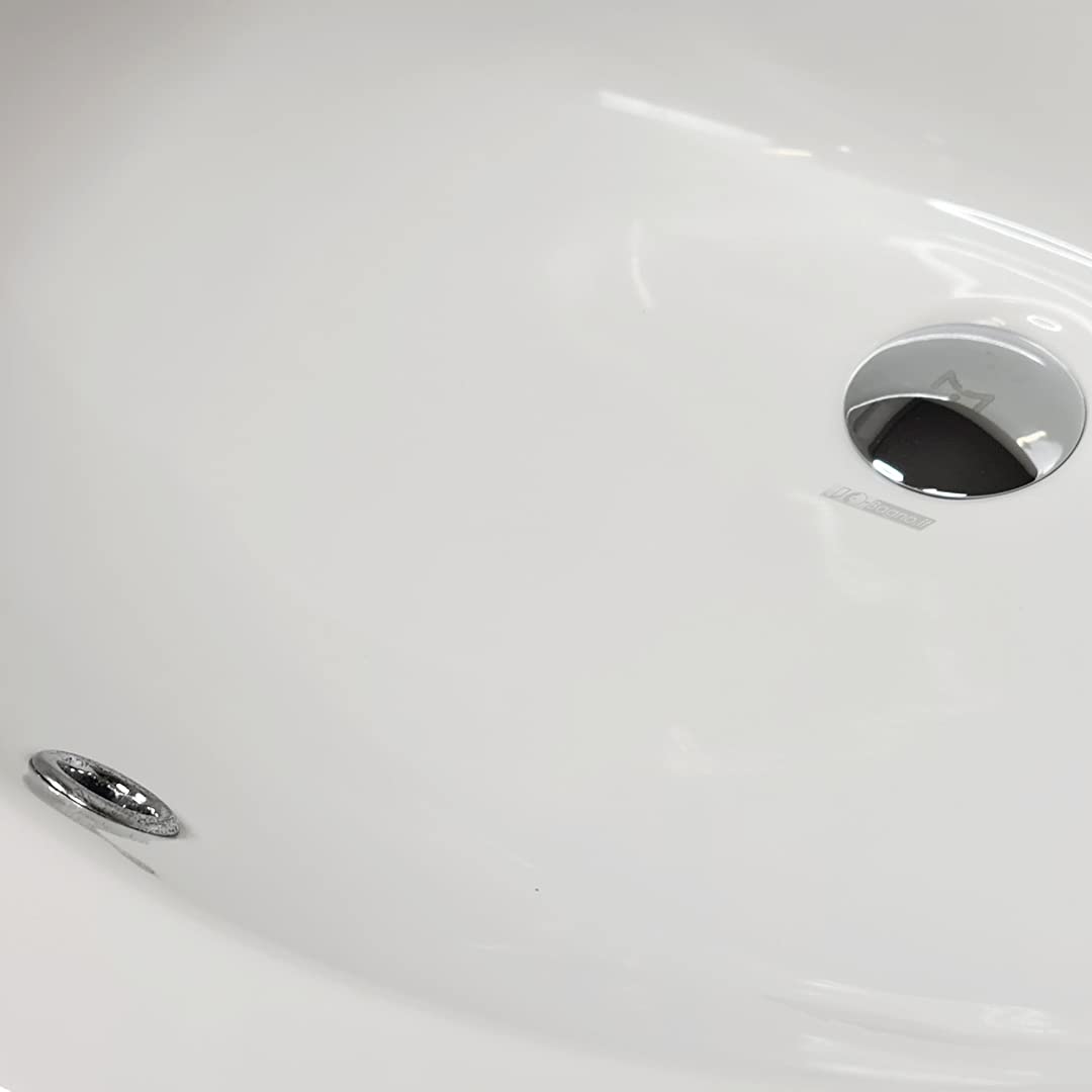 LAVABO Incasso TONDO Ceramica - Lavandino Soprapiano OVAL L. 62 x 52 cm Monoforo Pred. a 3 Fori