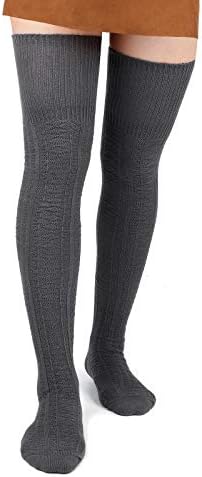 Moon Wood Women's Thigh High Socks Extra Long Over The Knee Cotton Knit Socks Thick Warmer Soft Tall Long Boot Stockings Leg Warmers