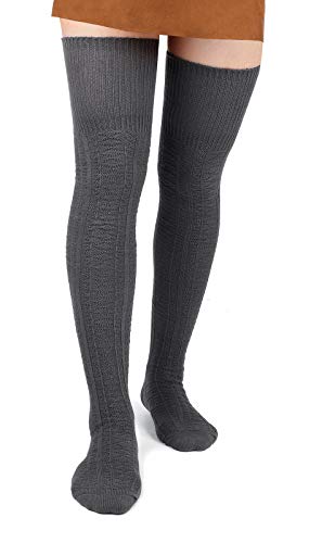 Moon Wood Women's Thigh High Socks Extra Long Over The Knee Cotton Knit Socks Thick Warmer Soft Tall Long Boot Stockings Leg Warmers