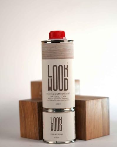 Aceite De 2 Componentes LookWood - Protección Resistente Para Madera, Acabado Duradero, Hidrofóbico Y Antimanchas, Ideal Para Suelos, Encimeras, Mesas Y Escaleras. (Natural look, 320ml)
