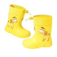 Hixingo Waterproof Lightweight Toddler Rain Boots, Cartoon Toddler Wellies Kids Boys Girls,Welly Boots for Little Kids Unisex Rubber Outdoors Rain Shoes (Giraffe,3)