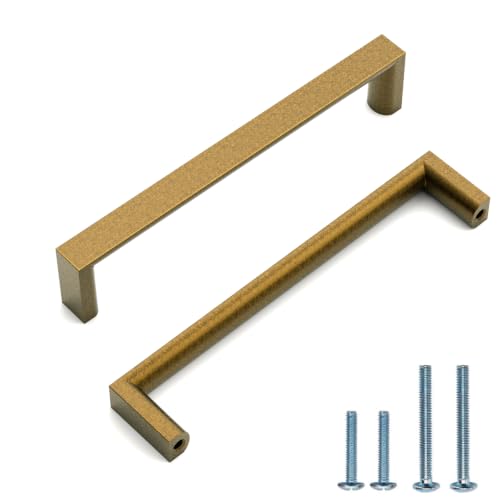 Image of 10 Pack 5 Inch(128mm) Kitchen Cabinet Handles Brushed Antique Brass Cabinet Pulls Kitchen Cabinet Hardware Drawer Pulls for Cupboard Wardrobe