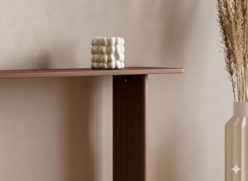 Image of Furniture Modern Solid Wood Console Table with Rounded Edges, Natural Finish, Minimalist Scandinavian Style Entryway Furniture Set for (Style 3, Natural, 115x30x70)