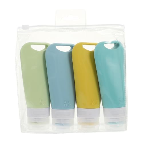 ERINGOGO 4個 シリコン製携帯用装瓶 漏れ防止密封構造 識別可能 旅行用シャンプー ローション詰め替え容器 実用的な小型ボトル