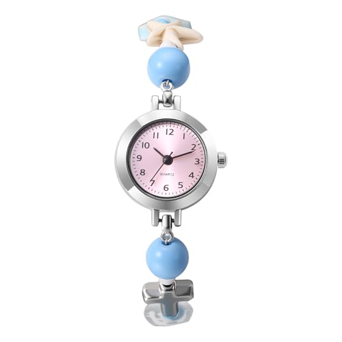 Montre quartz analogique avec coquillages étoiles de mer et perles bohèmes