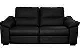 Assise mousse haute qualité VENESETTI Canapé 2 Places en 100% Tout Cuir épais Italien Vachette Hambourg, Couleur Noir