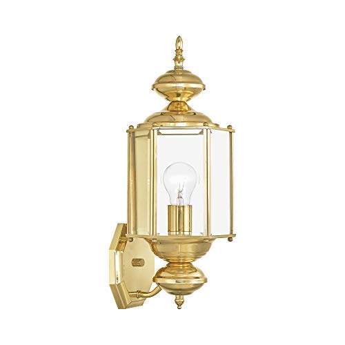 Image of Livex Lighting 2006-02 1-Light Outdoor Wall Lantern, Polished Brass