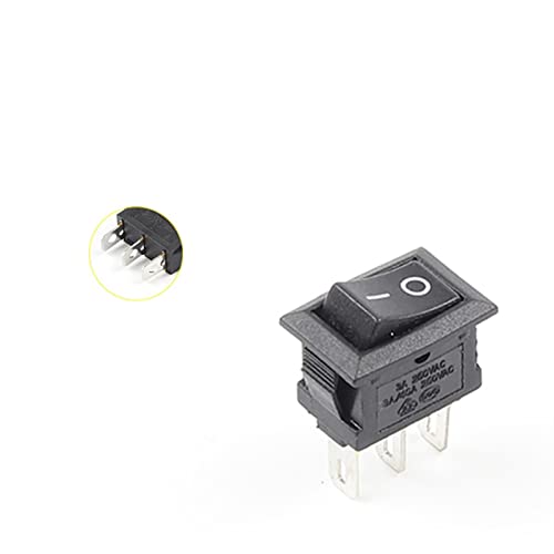 LCARY Rocker Switch 10 Pcs 10X15mm Snap-in Push Button Switch 3 Pin 3A/250V Mini SPST KCD11 2/3 Position Boat Rocker Power Switches (Color : 3pin Black Black, Size : 10PCS)