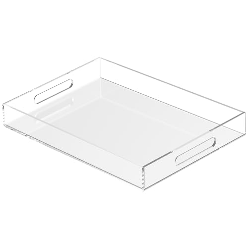 Acrylic Tray 16x12 with Cut Handles - Spill Proof Decorative Tray is an Ideal Countertop...