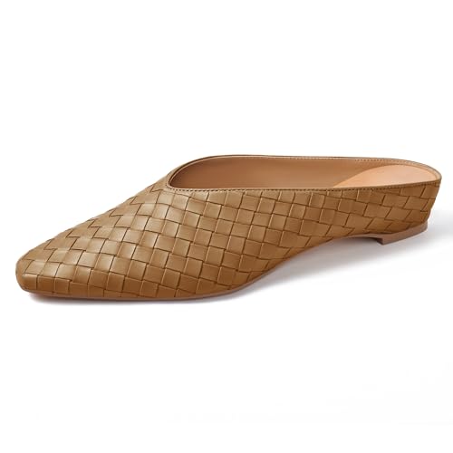 Image of Woven Mules for Women Slip on Comfortabke Metallic Slides Ladies Trendy Square Toe Hidden Wedge Mules