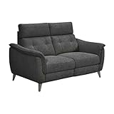 AltoBuy Canapé 2 Places Fixe Tissu Polyester chiné Gris Carbone - PLYM