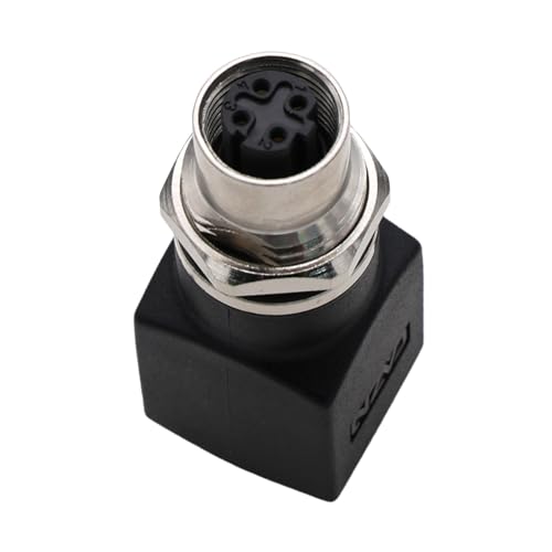 HangTon Adaptador de red Ethernet, M12 de 4 pines con código D hembra a conector RJ45 para conmutador Profinet EtherCat codificador de sensor de automatización de control de máquina industrial, CAT5e