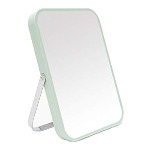 YEAKE Table Desk Vanity Makeup Mirror,8-Inch Portable Folding Mirror with Metal Stand 90°Adjustable Rotation Tavel Make Up Mirror Hanging Bathroom for Shower Shaving(Green)