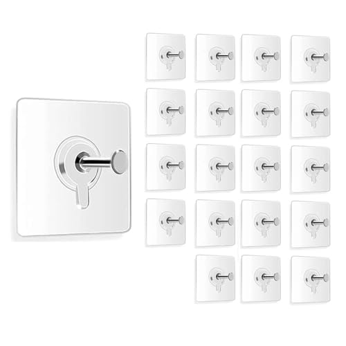 Image of BRAND VILLA Photo Frame Hooks for Wall Without Drilling, Heavy Duty Self Adhesive Wall Hooks Nail Free Strong Stainless Steel Transparent Hanging Hook for Frames & Home Decor (Pack of 20)