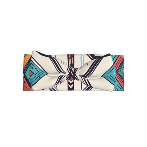 Colorful Hand Drawn Art with Boho Style Arrows Picture Baby Bow Headband Super Stretchy Soft Bows Hair Accessories for Newborn Infants Toddlers Kids Girls