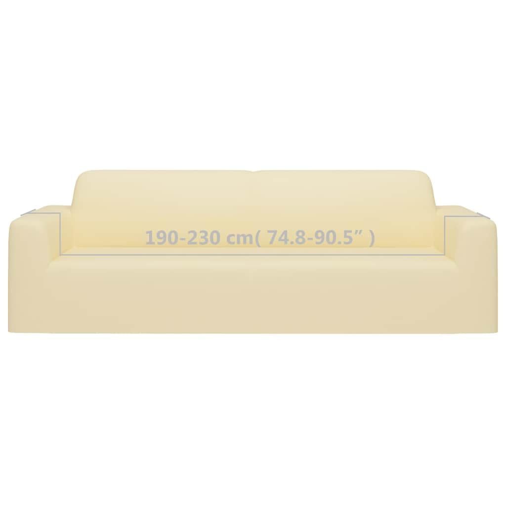 Funda elástica para sofá de 3 plazas, color crema de punto de poliéster, elástica y elástica, apta para sofás de 190 a 230 cm, lavable, antideslizante, ideal para salones, comedores, jardines