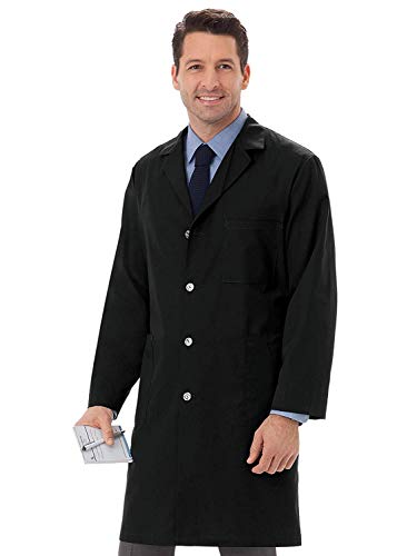 Meta Men's and Women's Unisex 40 Inch Labcoat With Three Outside Pockets And One Inside Pocket (Black, X-Large)