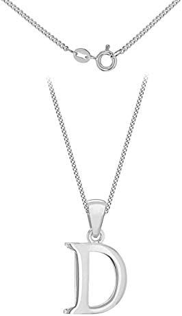 Tuscany Silver Women's Sterling Silver Initial Pendant on Curb Chain of Length 46 cm/18 Inch