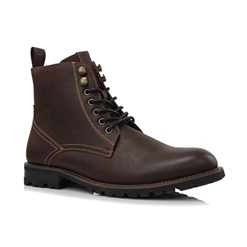Polar Fox Knoxville MPX806068 Mens Casual Work Laced Classic Motorcycle Combat Zipper Boots