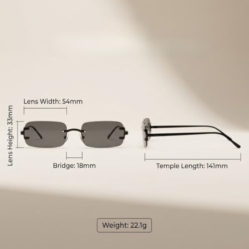 Image of First Lens Noir Edge Rectangle Sunglasses for Men & Women with UV400 Protection | S050