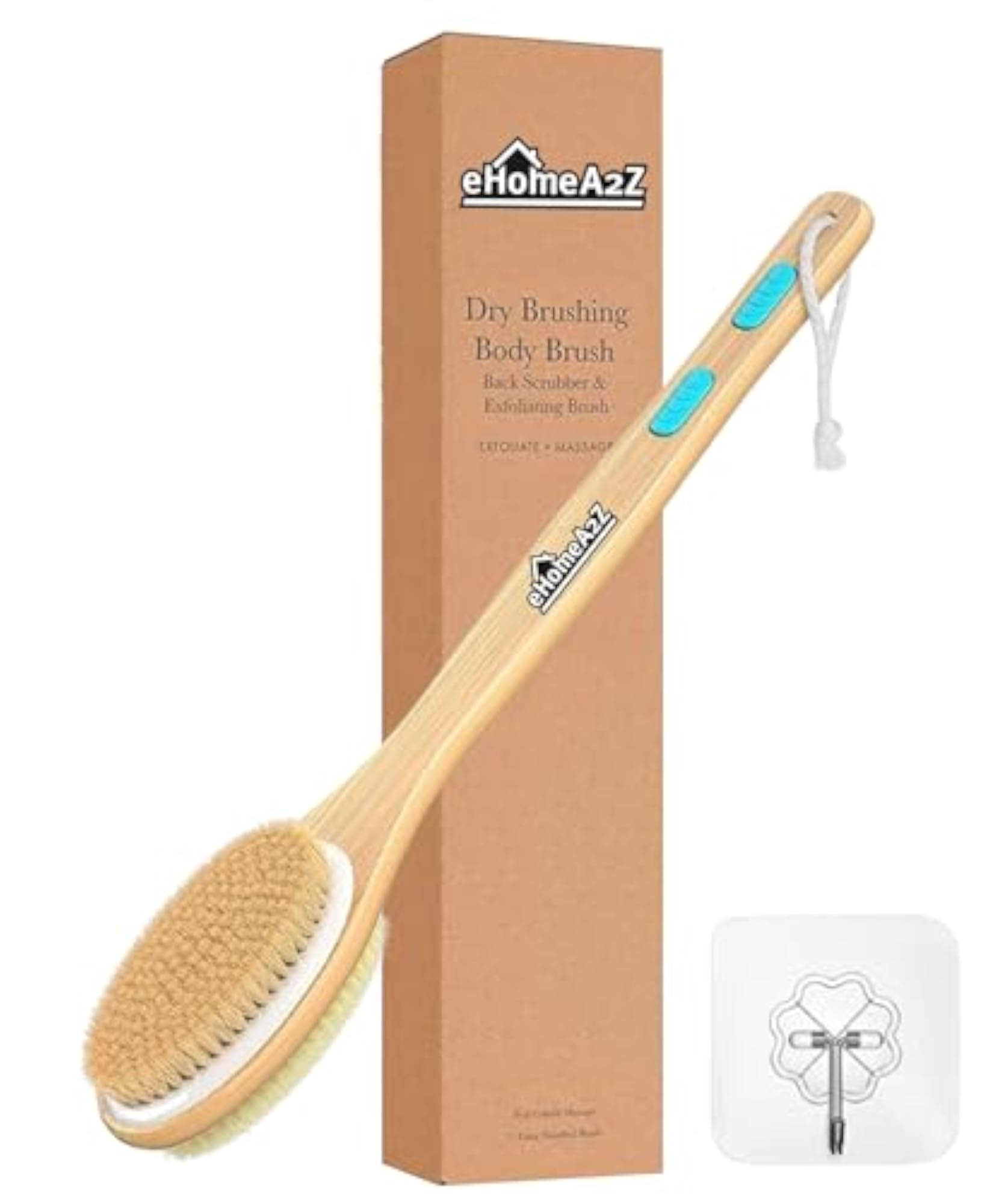 Dual-Sided Shower Cleansing Body Brush, Long Handle