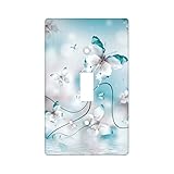 BVOLFQO Teal Butterfly Single Light Switch Cover 1 Gang Toggle Switch Plate Covers Decorative Wall...