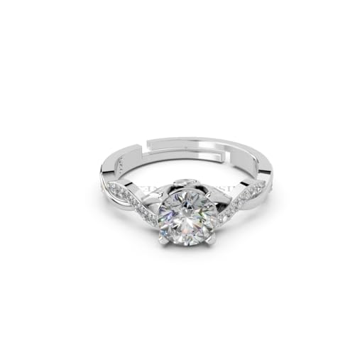 Image of Miss Highness 925 Sterling Pure Silver Ring for Women, Solitaire Rings, Adjustable Size, Daily Wear Silver Jewellery with Certificate of Authenticity, Birthday, Anniversary, Gift for Wife & Girlfriend