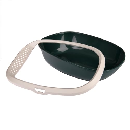 kooa - Schalentoilette für Katzen | aus 100% recyceltem Plastik | tiefer Einstieg | Löcher im Rand zum Streu-Abstreifen | Maße: 53 x 41 x 16 cm