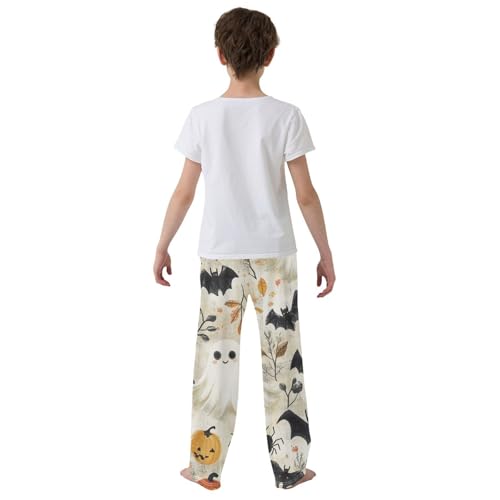 Boys' Pants Halloween Ghosts Bats Leaves Pumpkin Long Bottoms Jogger Pants Elastic Waist Trousers with Pockets S-XL3