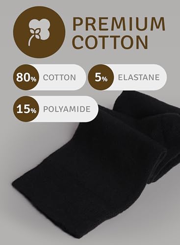 Women's Cotton Knee High Socks, Long Tube Dress Socks | Soft, Lightweight & Stretchy | Shoe Size: 5-8/8-11, 3 Pairs4